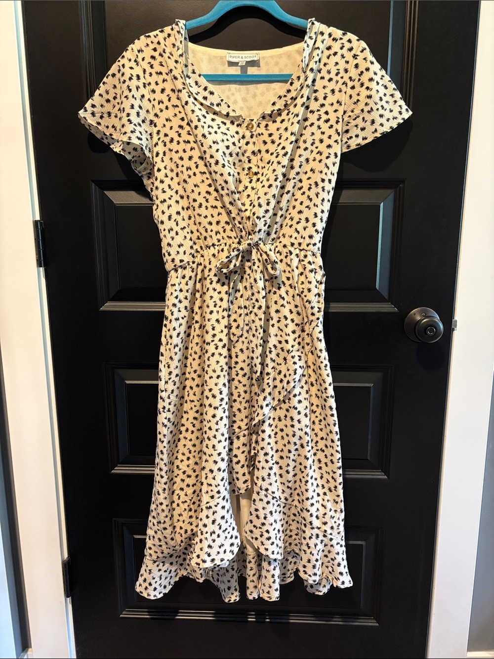 Cute Cream Floral Tie-Waist High-Low Dress
